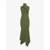 Victoria Beckham Womens Ribbed Sleeveless Wool-blend Midi Dress Oregano Xs In Green