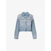 Victoria Beckham Padded Denim Twill Jacket In Pale Blue Wash