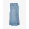 Victoria Beckham Blue Wrap Detail Denim Midi Skirt In Pale Blue Wash