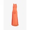 Victoria Beckham Womens Paprika Slim-fit Tank Ruched Stretch-jersey Midi Dress In Paprika