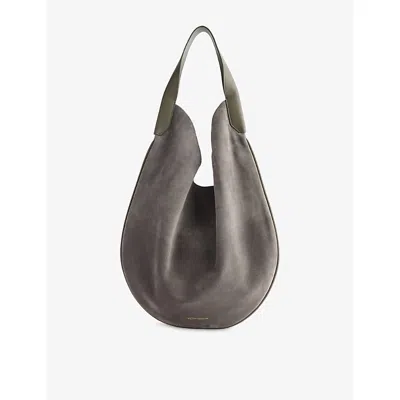 Victoria Beckham Womens  Plié Leather Hobo Bag In Gray