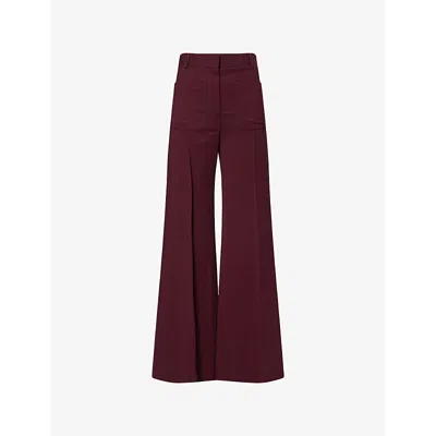 Victoria Beckham Womens Port Alina Patch-pockets Stretch-woven Trousers In Red