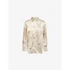 Victoria Beckham Womens Pumice Graphic-print Silk Pyjama Shirt