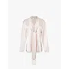 Victoria Beckham Womens Self-tie-fastening Shawl-collar Woven-blend Blouse Primrose In Primrose
