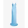 Victoria Beckham Womens Open-back Shoulder-straps Woven Maxi Dress Sky Blue In Sky Blue