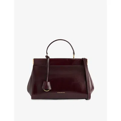 Victoria Beckham Womens Sloane Frame Leather Top-handle Bag Dark Burgundy