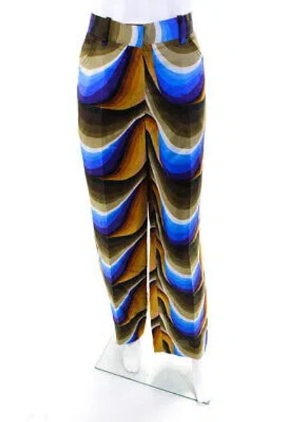 Pre-owned Victoria Beckham Womens Straight Leg Pajama Pants Psychedelic Wave Blue Size 12 In Psychedelic Wave - Blue
