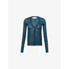 Victoria Beckham Womens  Regular-fit V-neck Knit Cardigan In Blue