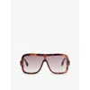 Victoria Beckham Womens Tortoise Brown Vb673s Rectangle-shaped Acetate Sunglasses In Brown