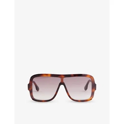 Victoria Beckham Womens Tortoise Brown Vb673s Rectangle-shaped Acetate Sunglasses