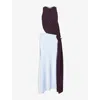 Victoria Beckham Knotted Cutout Jersey Midi Dress In Ebony Iceberg