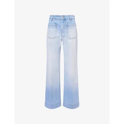 Victoria Beckham Womens Heritage Blue Alina High-rise Wide-leg Twill-denim Jeans In White