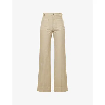 Victoria Beckham Womens Stone Grey Alina Wide-leg Denim Jeans In Neutral