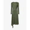 Victoria Beckham Womens Oregano Asymmetric Twist Stretch-woven Midi Dress In Green
