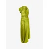 Victoria Beckham Womens  Backless Scarf Satin Midi Dress In Green