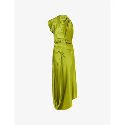 Victoria Beckham Womens  Backless Scarf Satin Midi Dress In Green