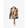 Victoria Beckham Womens Honey Dark Teak Belted Shawl-collar Woven Blouse In Yellow