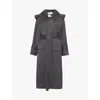 Victoria Beckham Womens Charcoal Collar Concealed-pockets Wool Coat In Charcoal