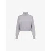 Victoria Beckham Womens Grey Melange Cropped High-neck Stretch-wool Blend Jumper In Gray
