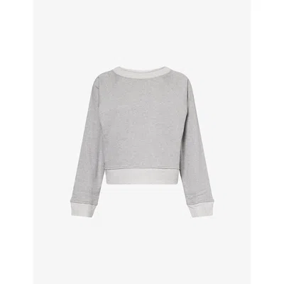 Victoria Beckham Womens  Cropped Raglan-sleeves Cotton-blend Sweatshirt In Gray