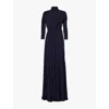 Victoria Beckham Draped Jersey Gown In Ink Blue