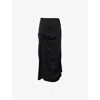 Victoria Beckham Draped Midi Skirt Asymmetric Design Slit In Black