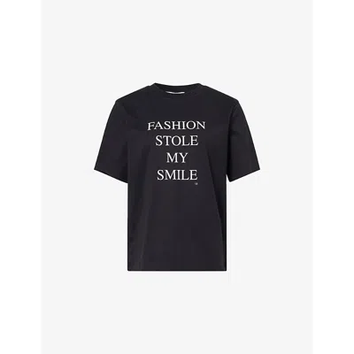 VICTORIA BECKHAM WOMENS VICTORIA BECKHAM FASHION STOLE MY SMILE SLOGAN-PRINT COTTON-JERSEY T-SHIRT