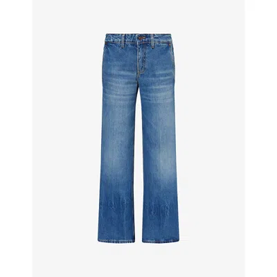 Victoria Beckham Womens Vintage Indigo Gigi Flared-leg Low-rise Jeans