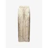 Victoria Beckham Womens Pumice Graphic-print Wide-leg Silk Pyjama Trousers