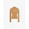Victoria Beckham Womens Camel Hooded Rib-trim Knitted Merino Wool-blend Top In Brown