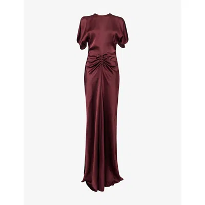 Victoria Beckham Womens Cinnabar Red Isabella Satin Gown In Burgundy