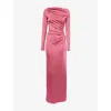 Victoria Beckham Womens  Off-shoulder Draped Woven Maxi Dress In Multi