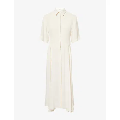 Victoria Beckham Womens White Panelled Collared Woven Midi Dress