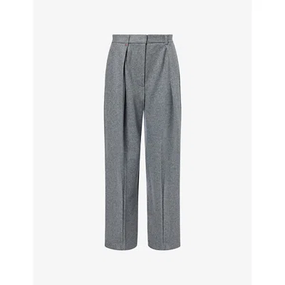 Victoria Beckham Womens Pleated Wide-leg Wool And Cashmere Trousers Mid Grey Melange In Gray