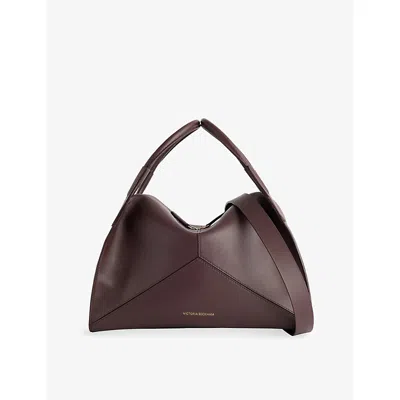 Victoria Beckham Womens Burgundy Plié Leather Tote Bag