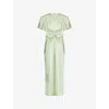 Victoria Beckham Jade Green Ruffled Midi Dress In Jade