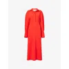 Victoria Beckham Knee Length Dress Long Sleeves In Red