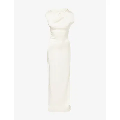 Victoria Beckham Womens  Rad Split-sides Satin Maxi Dress In Gray
