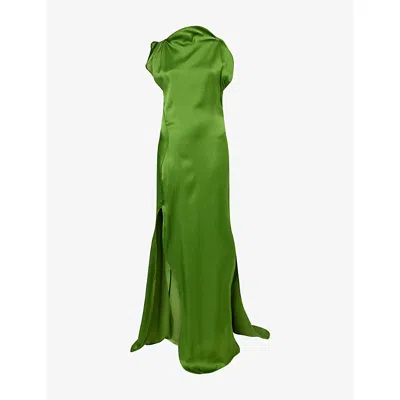 Victoria Beckham Womens  Rad Split-sides Satin Maxi Dress In Green