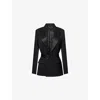 Victoria Beckham Womens Black Single-breasted Belted Tailored Wool-blend Jacket In Black