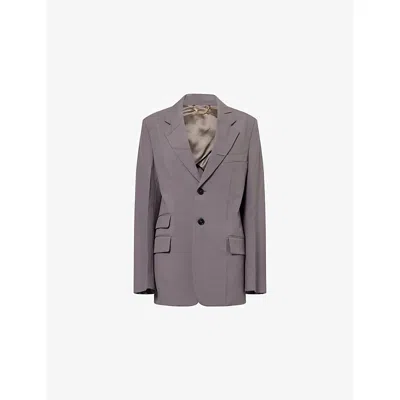 Victoria Beckham Womens Flint Single-breasted Notch-lapel Wool-blend Jacket In Gray