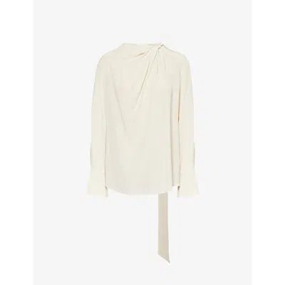 Victoria Beckham Womens Ivory Twist Long-sleeves Silk Top