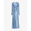 Victoria Beckham Womens Stone Twist Long-sleeves Stretch-woven Gown In Blue