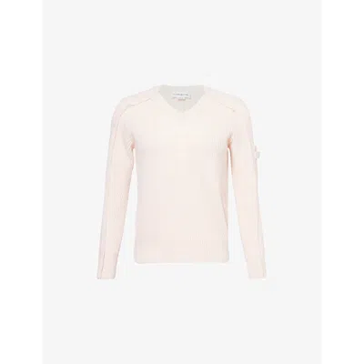 Victoria Beckham Womens V-neck Chunky-knit Wool And Cashmere-blend Jumper Pale Peach