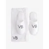 Victoria Beckham Womens Vb Embroidered Cotton-towelling Slippers White In White