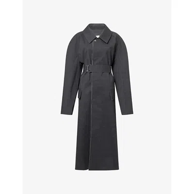 Victoria Beckham Womens Charcoal  X Mackintosh Belted Woven Trench Coat In Gray