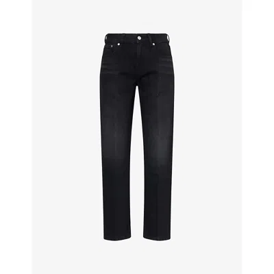 Victoria Beckham Womens Washed Black Low Waist Flare Jean In Blue