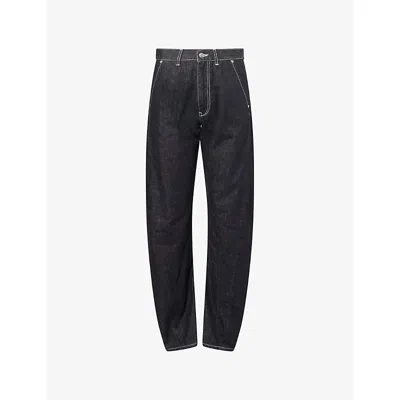 Victoria Beckham Womens Washed Black Twisted Low-rise Slouch Denim Jeans In Blue