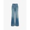 Victoria Beckham Wide-leg Jeans With Contrast Stitching And Pockets In Blue