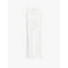 VICTORIA BECKHAM WOMENS WASHED WHITE ALINA BRAND-EMBROIDERY DENIM WIDE-LEG HIGH-RISE JEANS